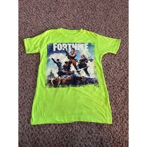 Great Lakes Boys Neon‎ Green "Fortnite" Short Sleeve Shirt Size Large